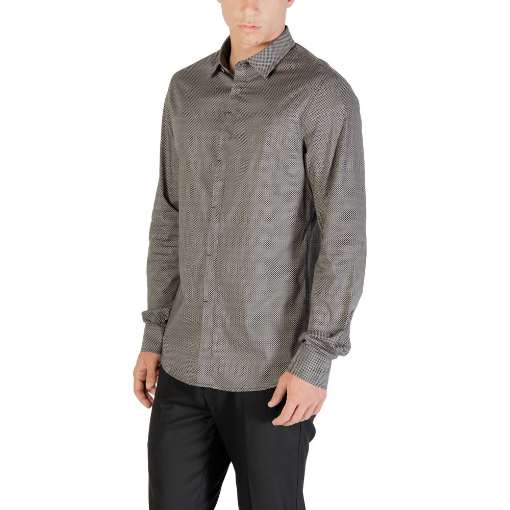 Armani Exchange Blue Cotton Pattern Shirt