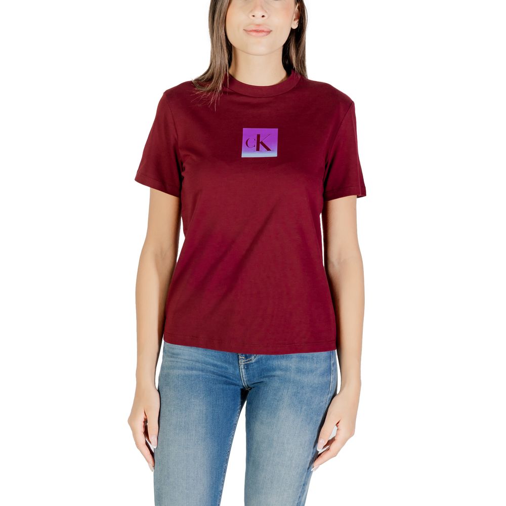Calvin Klein Jeans Bordeaux Cotton T-Shirt