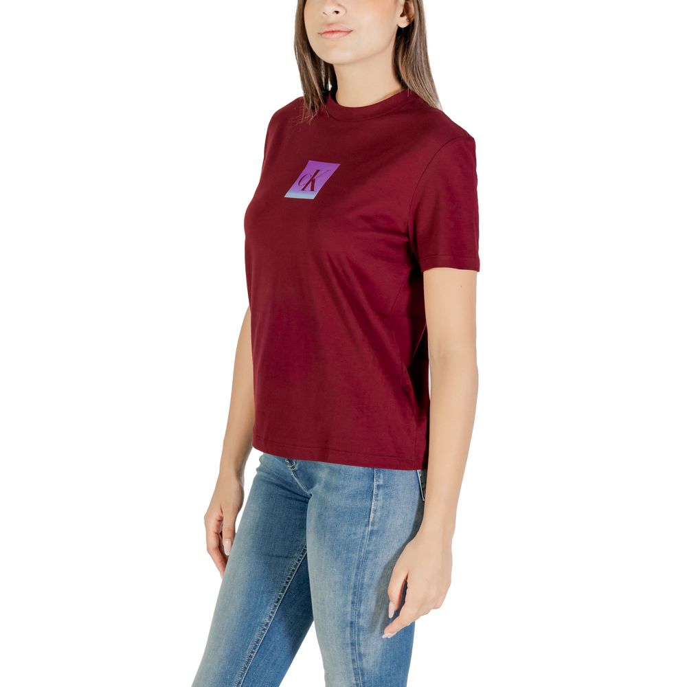 Calvin Klein Jeans Bordeaux Cotton T-Shirt