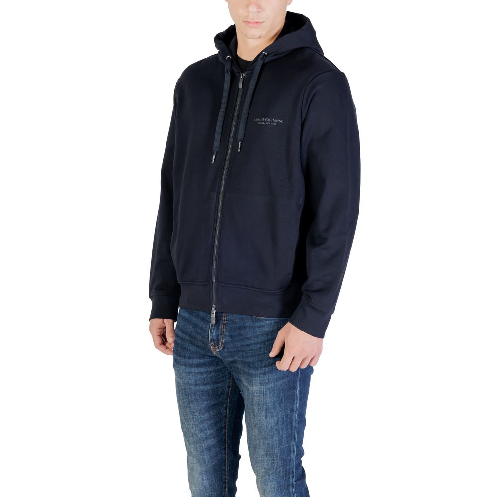 Armani Exchange Blue Cotton Hoodie