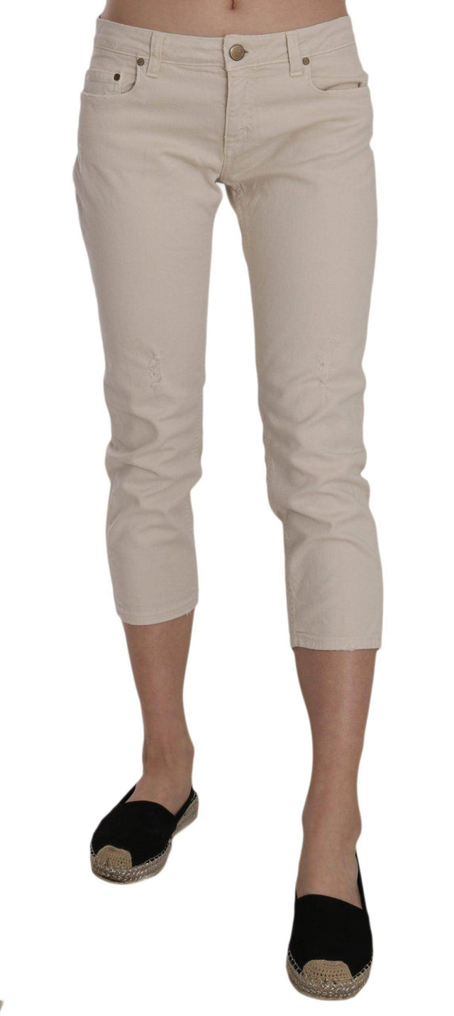 Dondup Beige Low Waist Skinny Cropped Capri Pants - Hilstor