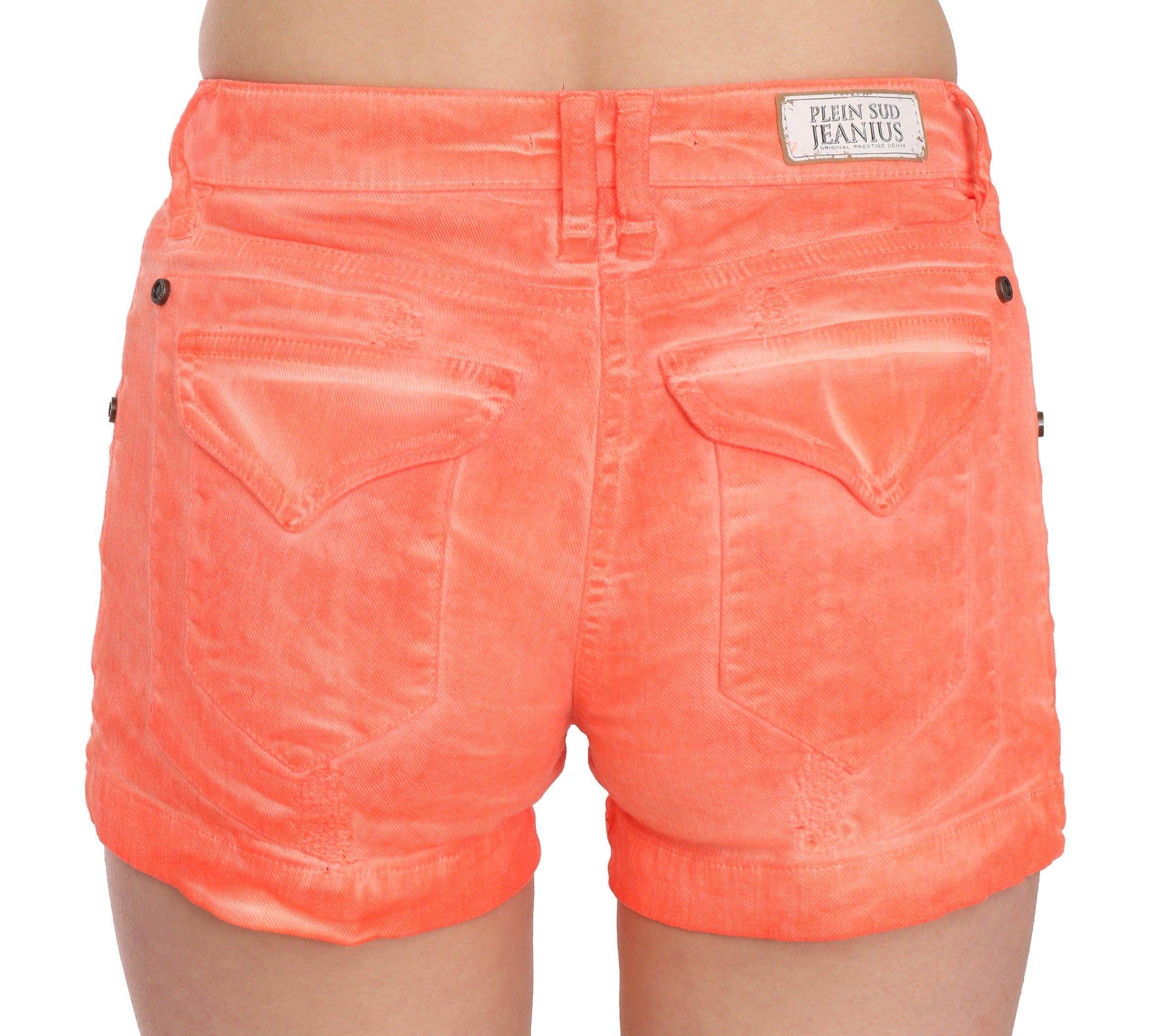 PLEIN SUD Chic Orange Mid Waist Mini Shorts - Hilstor