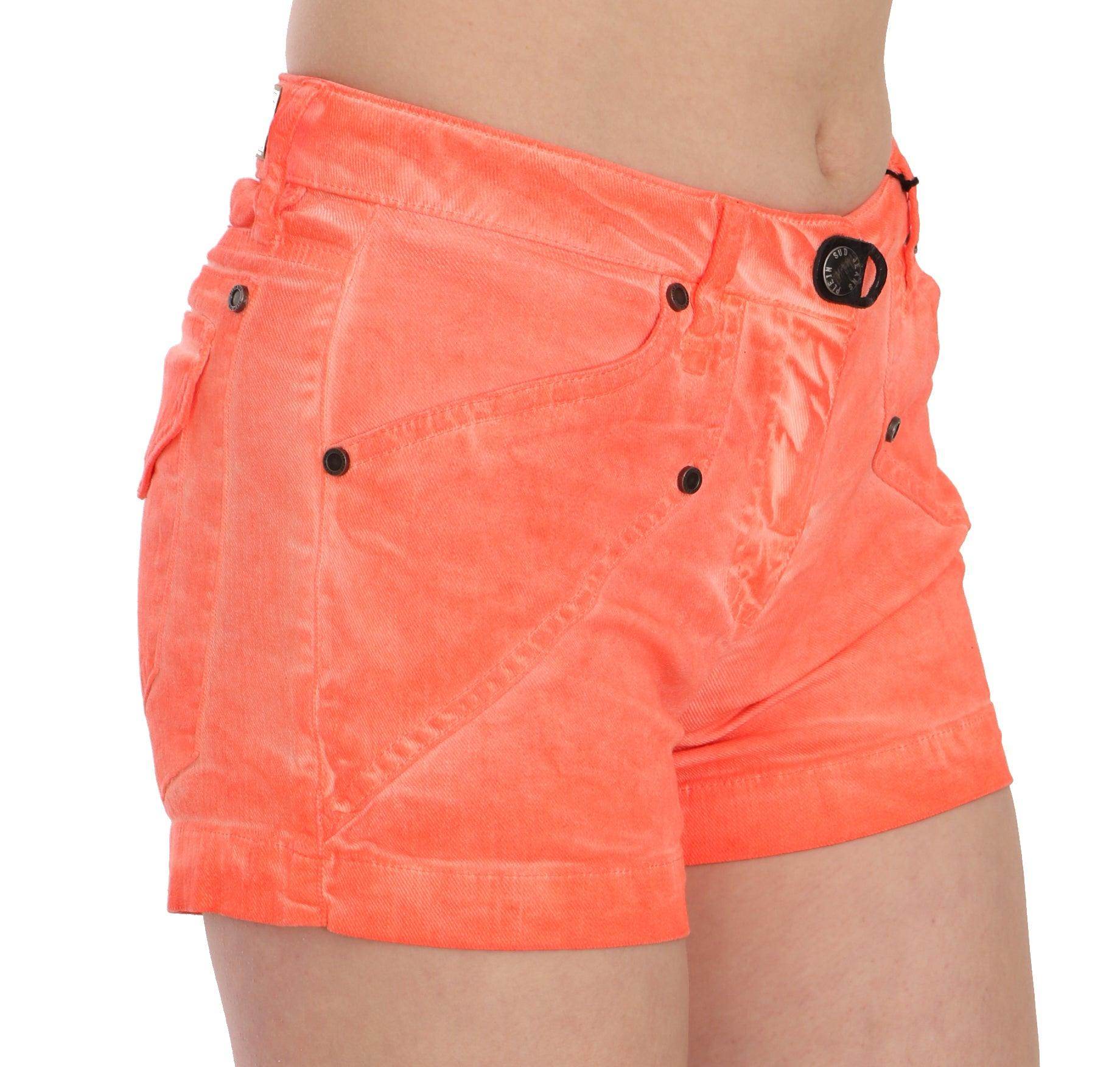 PLEIN SUD Chic Orange Mid Waist Mini Shorts - Hilstor