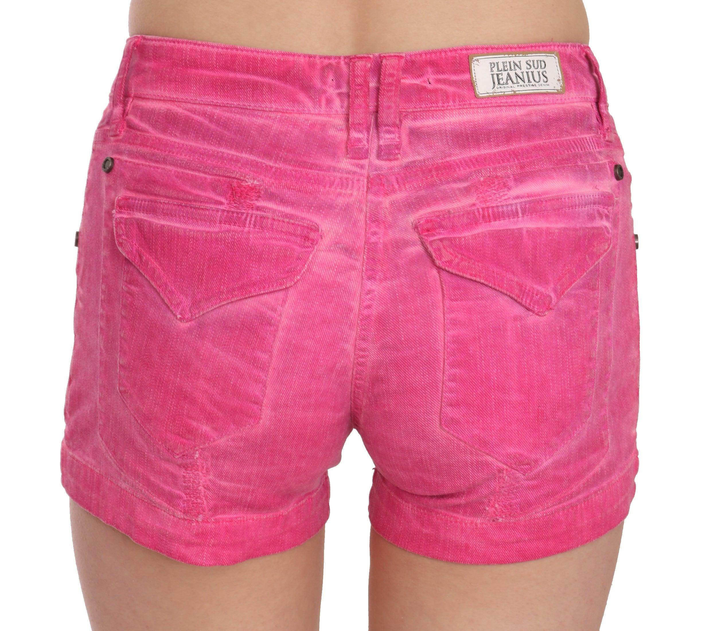 PLEIN SUD Chic Pink Mid Waist Mini Shorts - Hilstor
