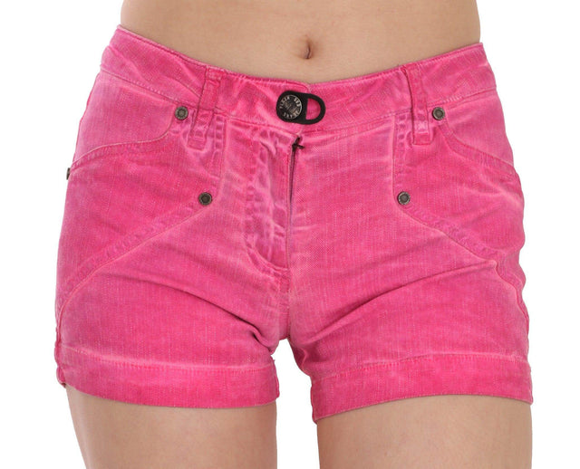 PLEIN SUD Chic Pink Mid Waist Mini Shorts - Hilstor