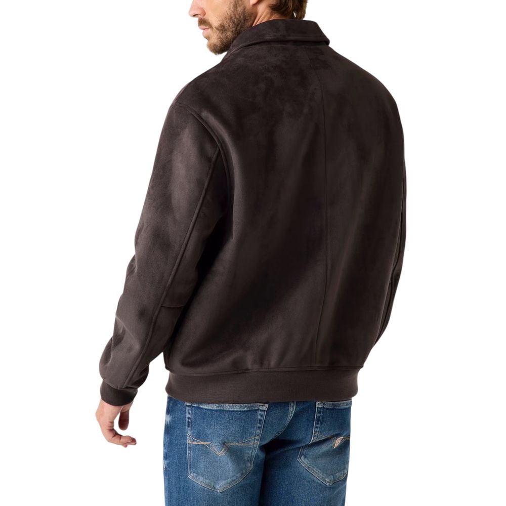 Guess Brown Polyester Biker Jacket
