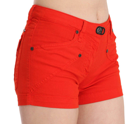 PLEIN SUD Chic Mid Waist Mini Shorts in Vibrant Orange - Hilstor