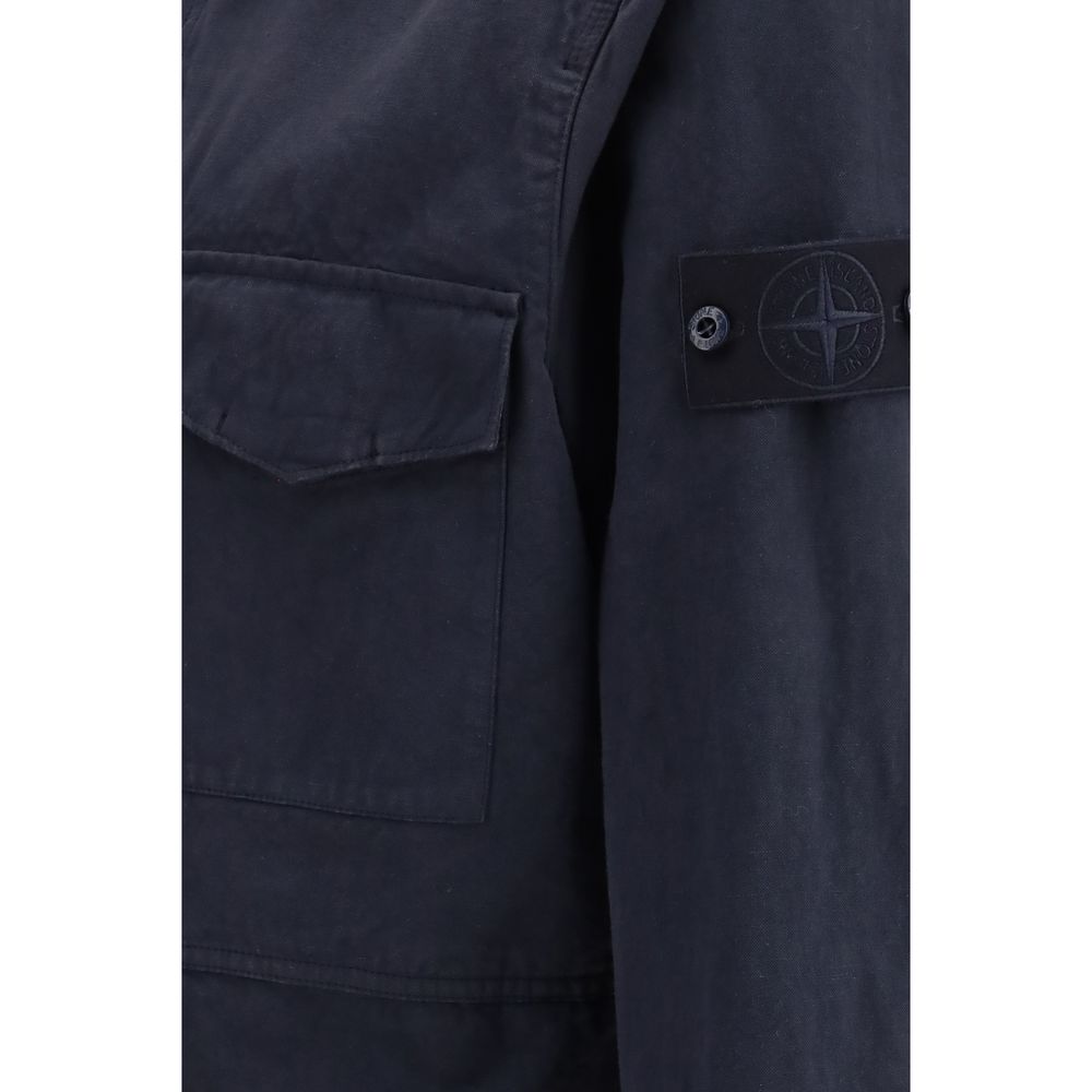 Stone Island Blue Cotton Jackets And Coat
