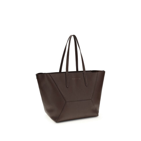 Brunello Cucinelli Brown Calf Leather Bos Taurus Shoulder Bag