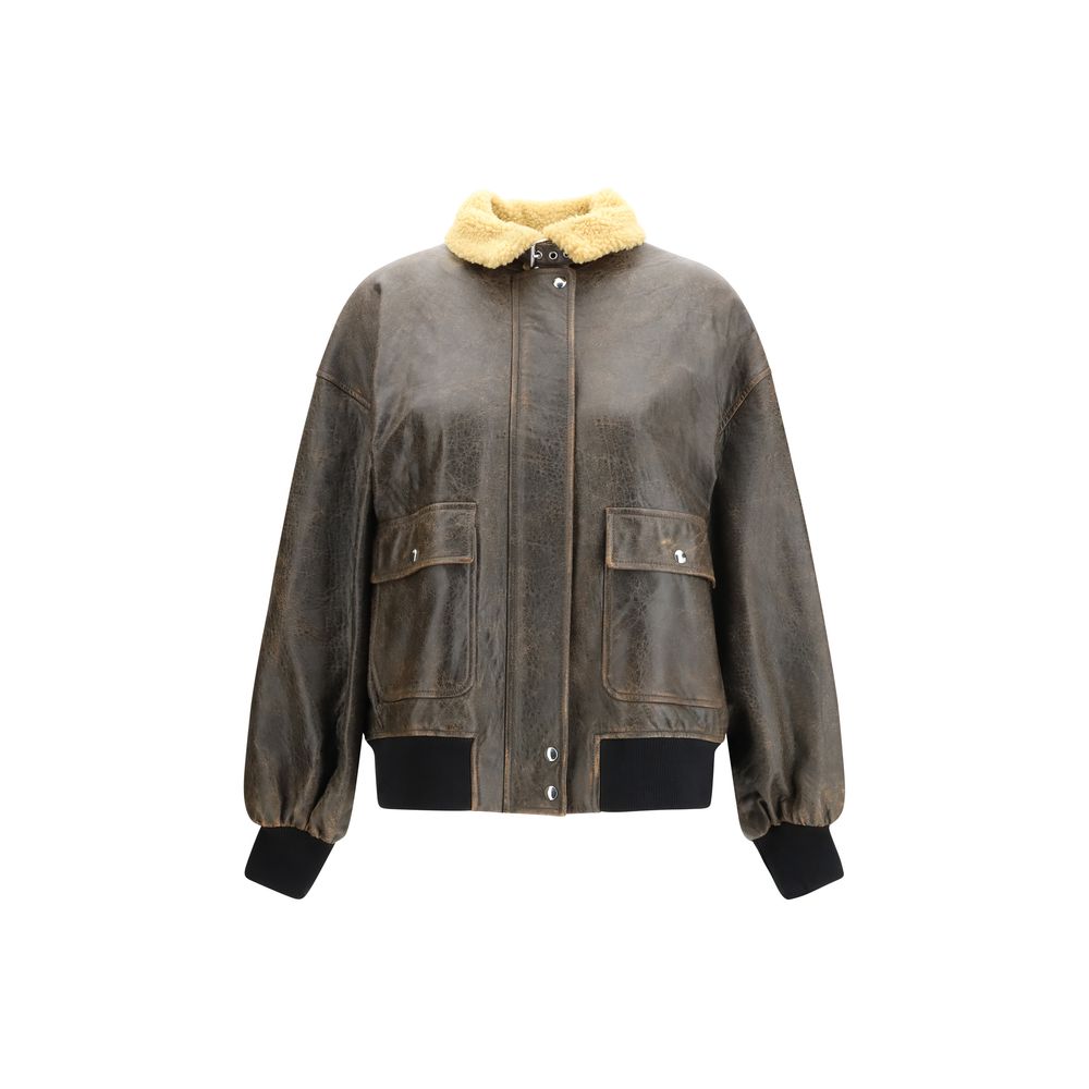 Khaite Brown Lamb Ovis Aries Aries Biker Jacket