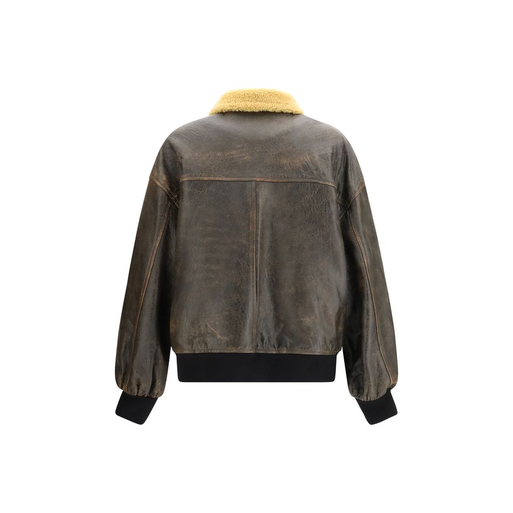 Khaite Brown Lamb Ovis Aries Aries Biker Jacket