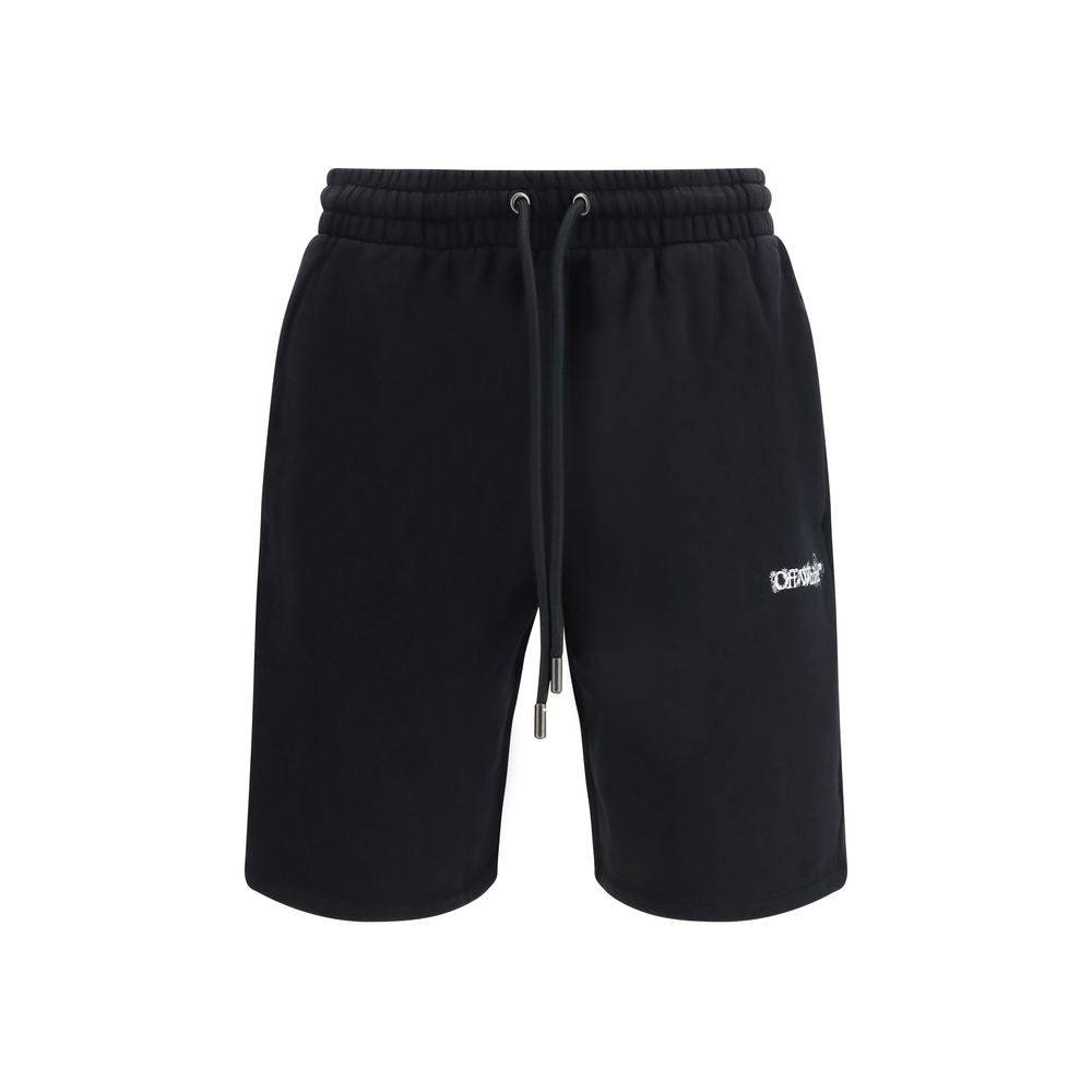 Off-White Black Cotton Bermuda Shorts