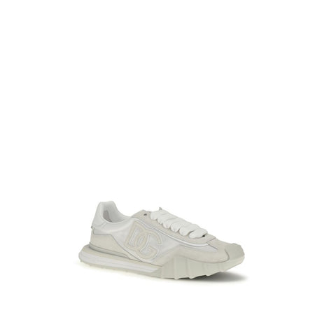 Dolce & Gabbana White Calf Leather Bos Taurus Athletic Sneakers