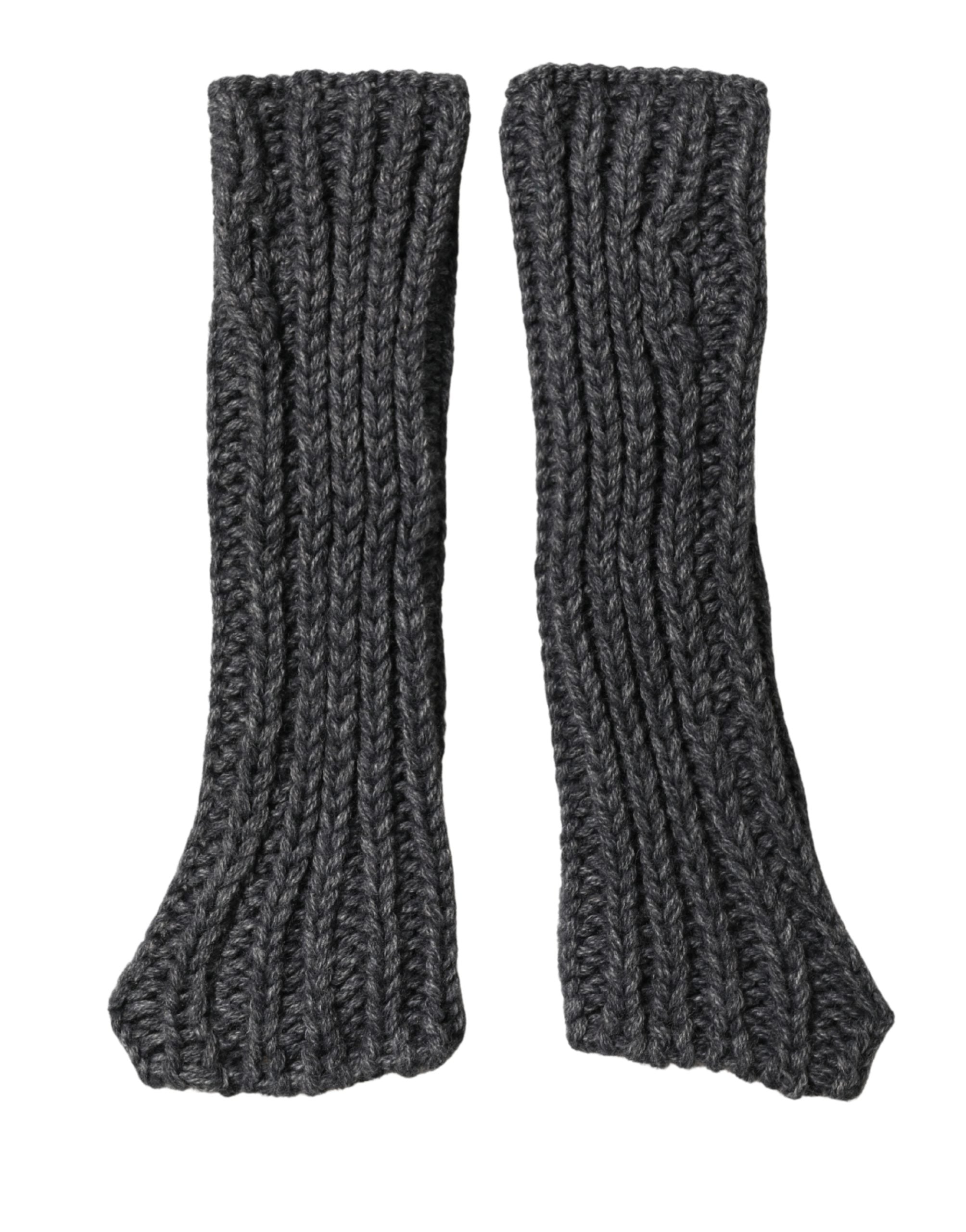 Dolce & Gabbana Gray Acrylic Knitted Fingerless Arm Warmer Gloves