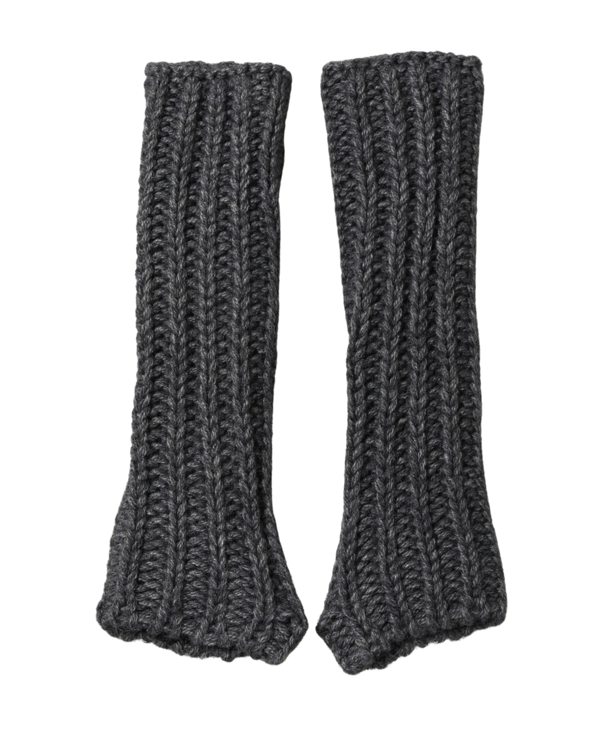Dolce & Gabbana Gray Acrylic Knitted Fingerless Arm Warmer Gloves