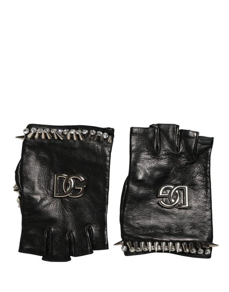 Dolce & Gabbana Women Black Embellished Wrist Length Mitten Gloves