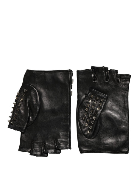 Dolce & Gabbana Black Embellished Wrist Length Mitten Women Gloves