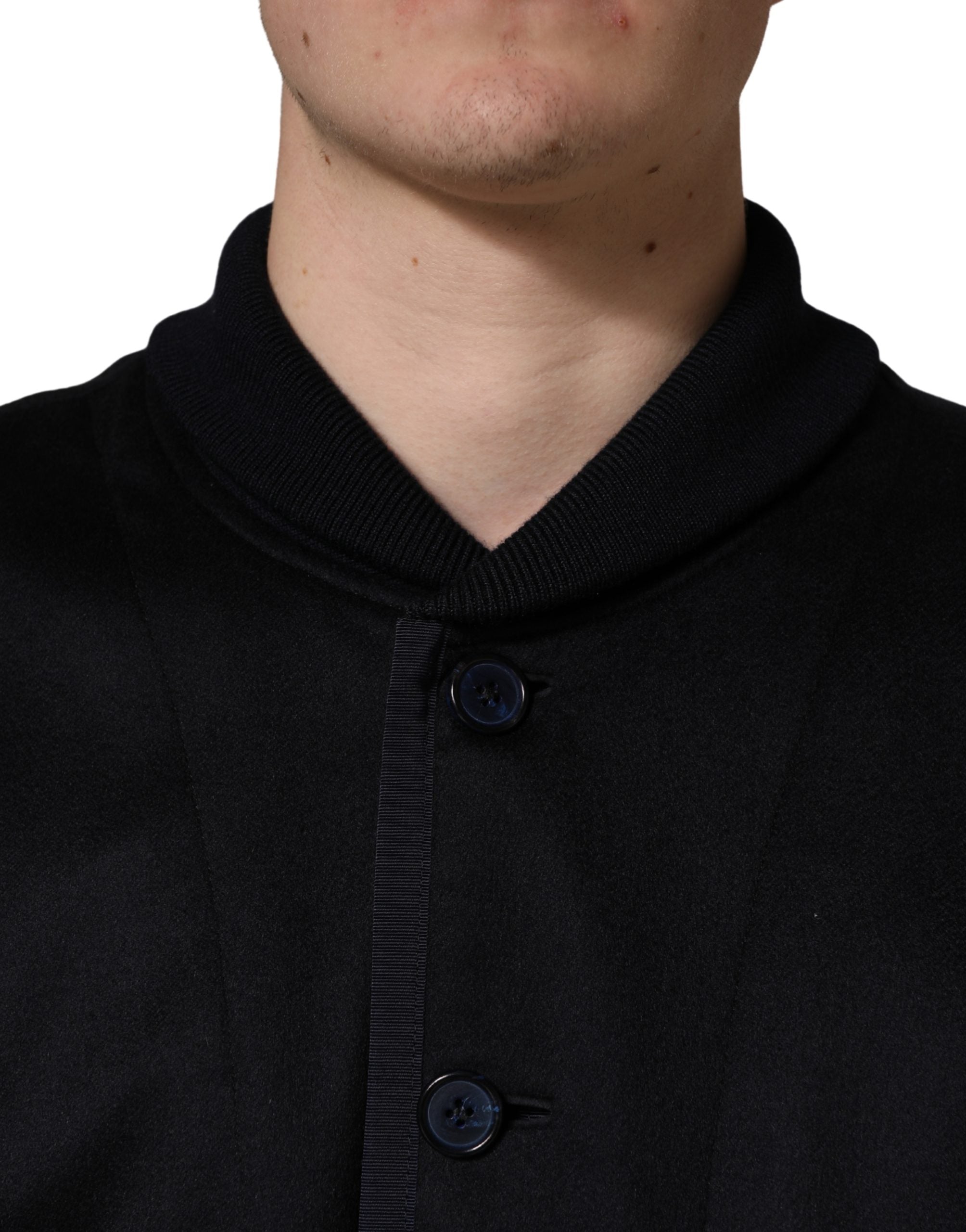 Dolce & Gabbana Black Cashmere Knitted Button Down Jacket