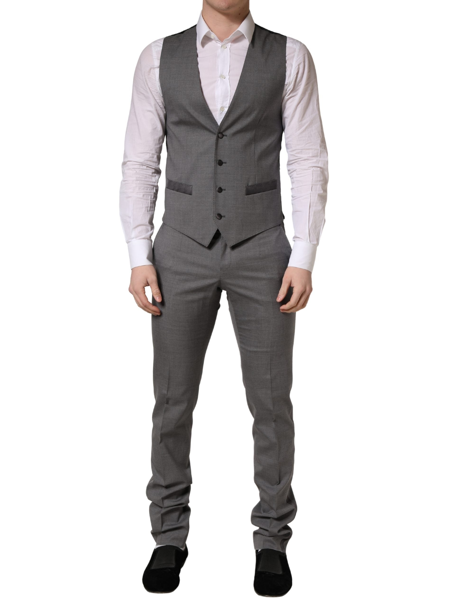 Dolce & Gabbana Gray Wool Single Breasted 1 Button 3PC Suit