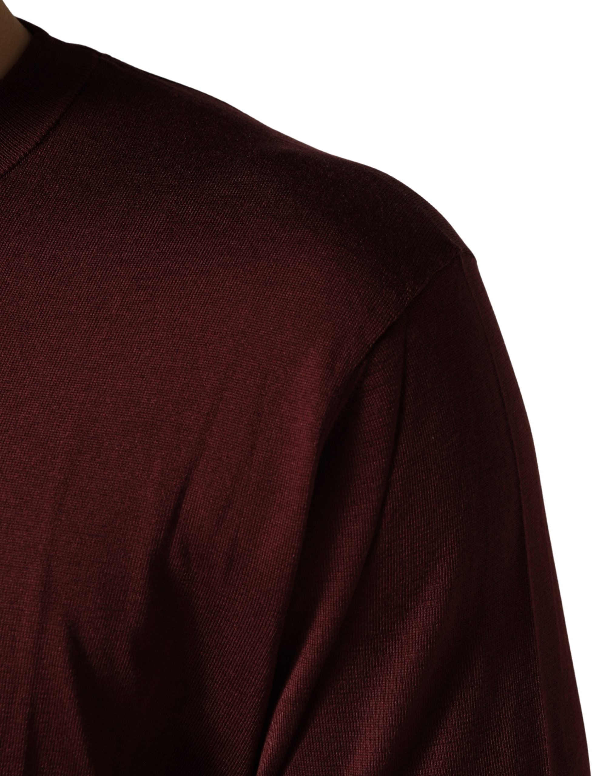 Dolce & Gabbana Maroon Silk Men Crew Neck Pullover Sweater