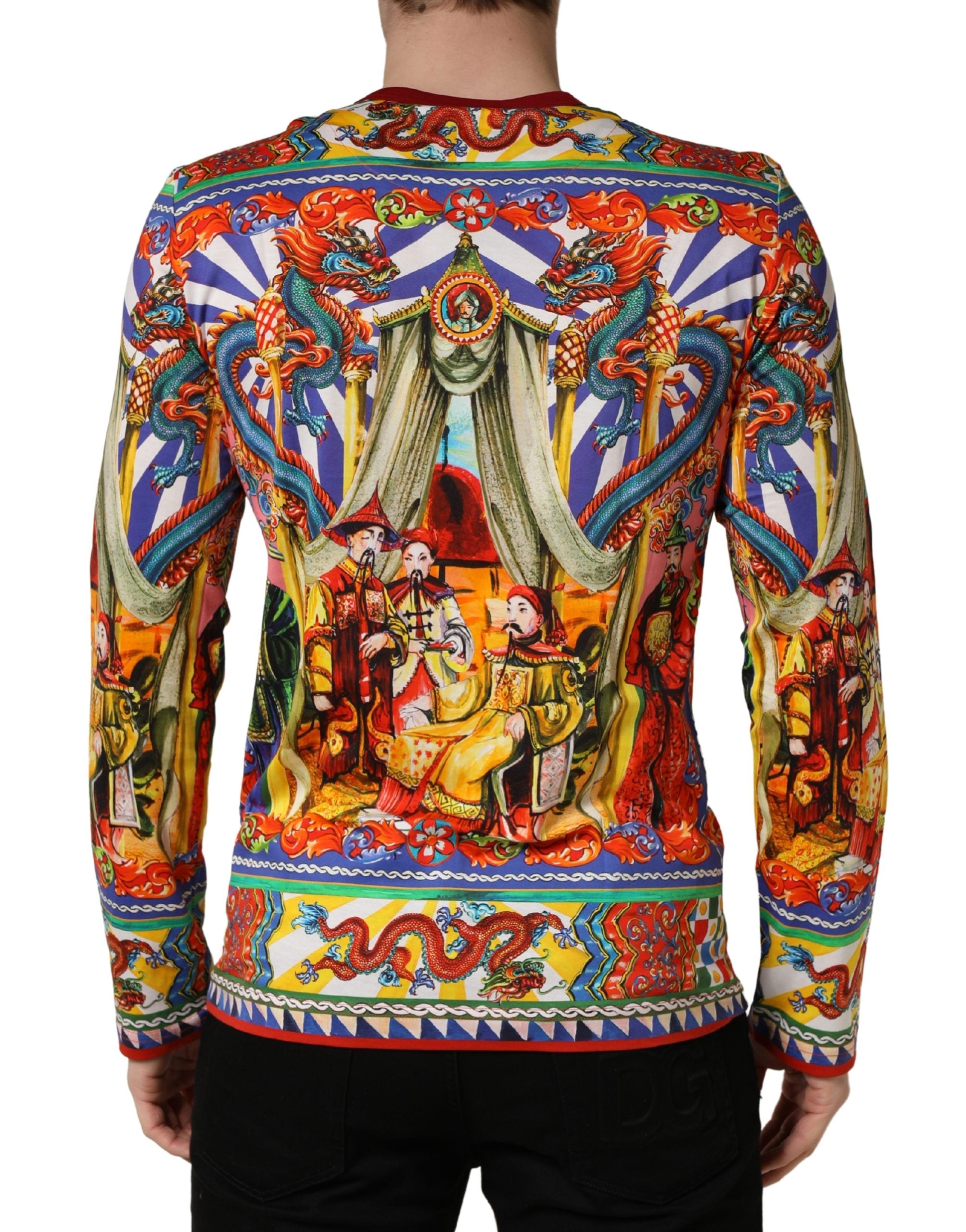 Dolce & Gabbana Multicolor Teatro Dei Pupi Men Long Sleeves  T-shirt