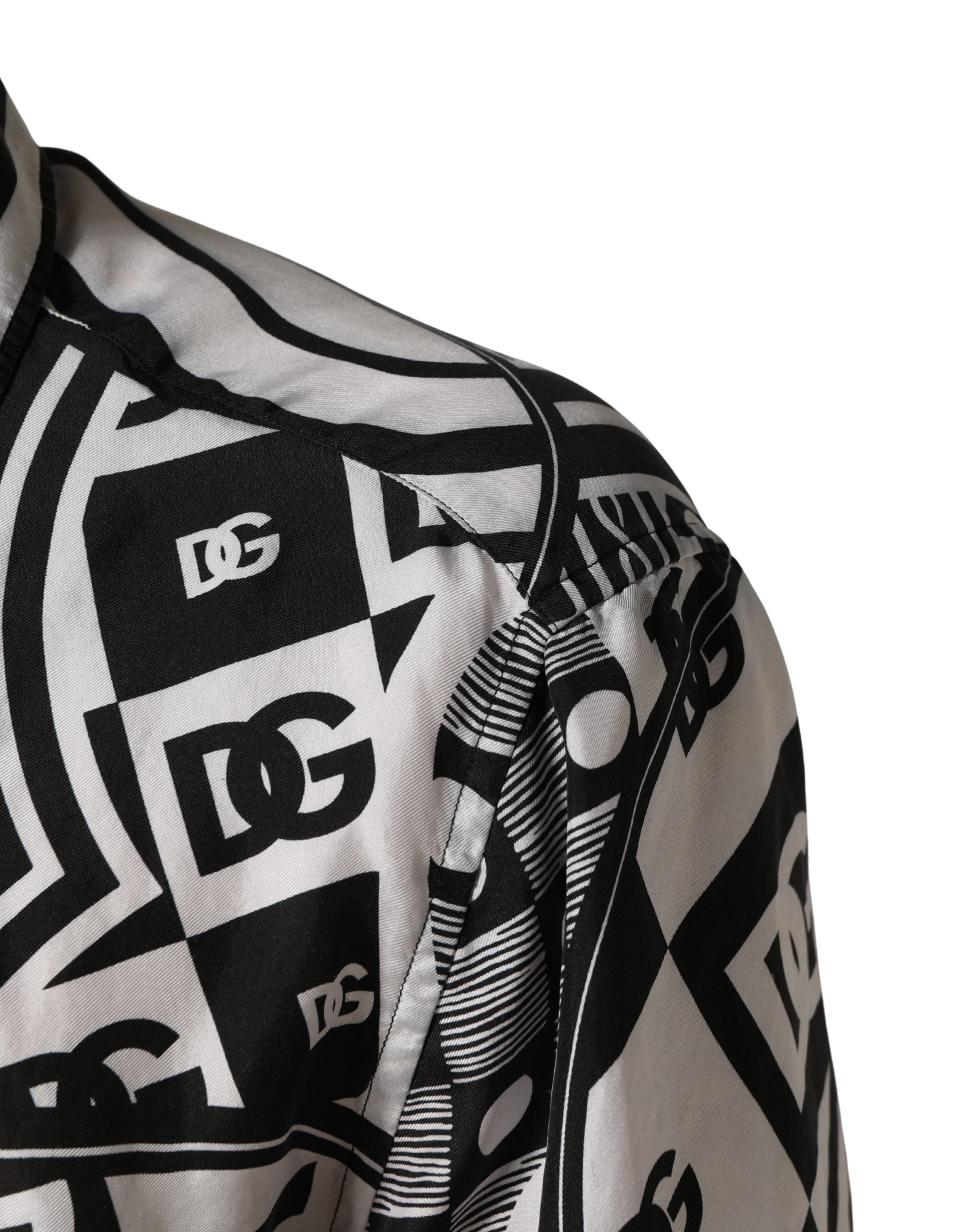 Dolce & Gabbana Black White Bandana Print Collared Shirt