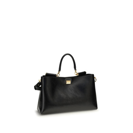 Dolce & Gabbana Black Calf Leather Bos Taurus Handbag