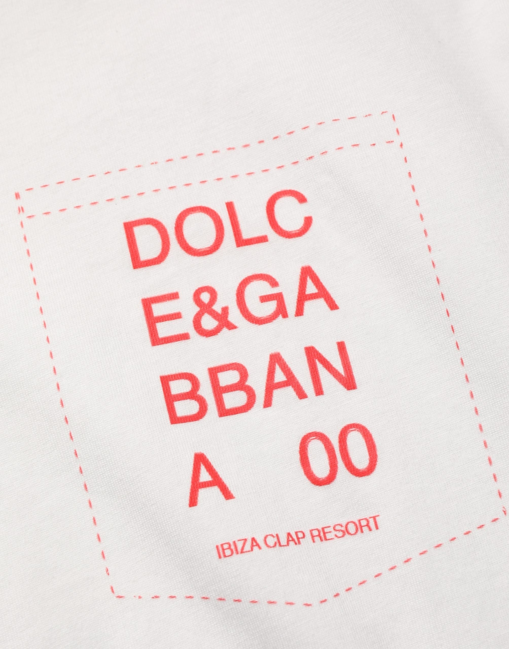 Dolce & Gabbana White Graphic Print Cotton Crew Neck  T-shirt