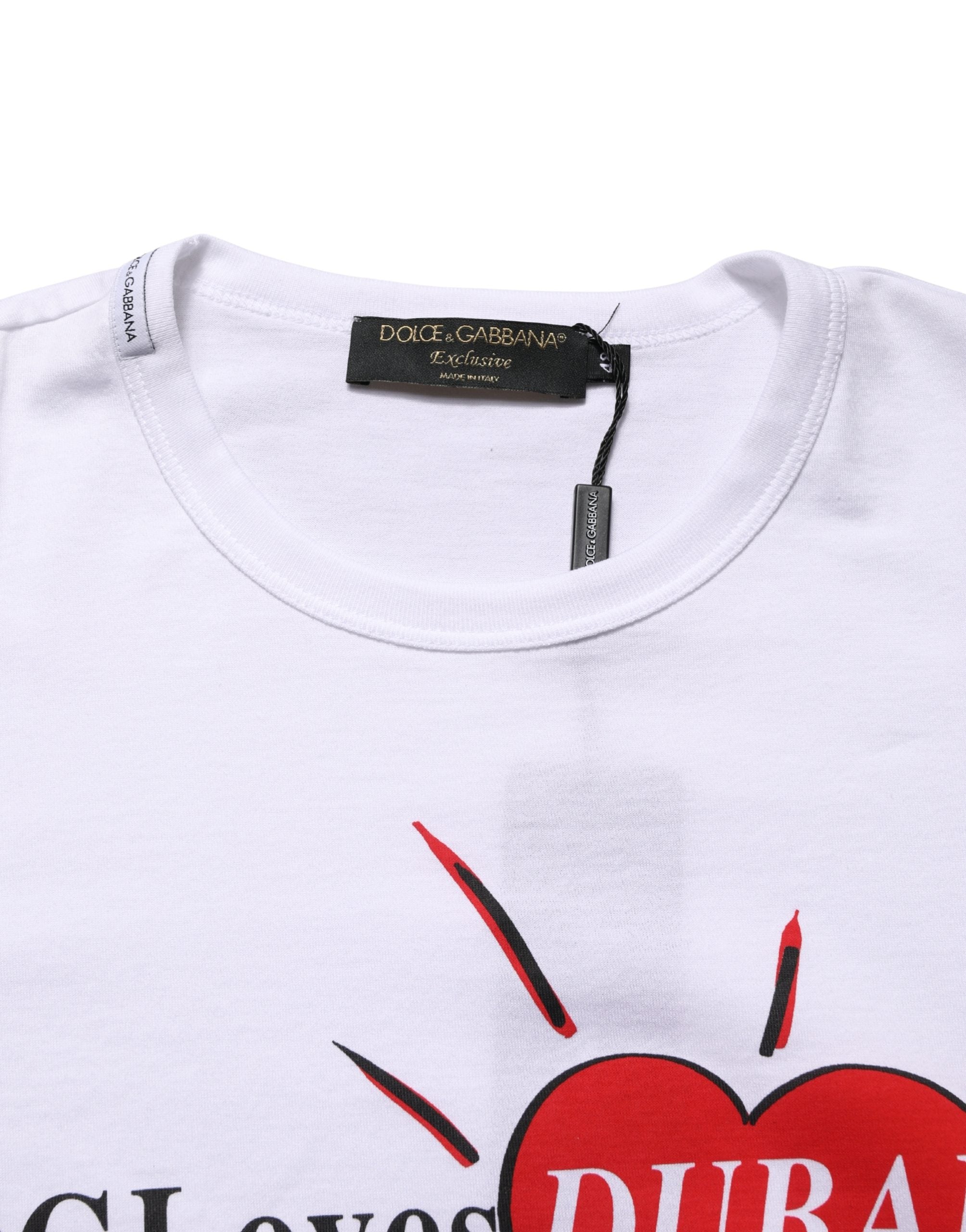 Dolce & Gabbana White #DGLovesDUBAI Cotton Crew Neck T-shirt
