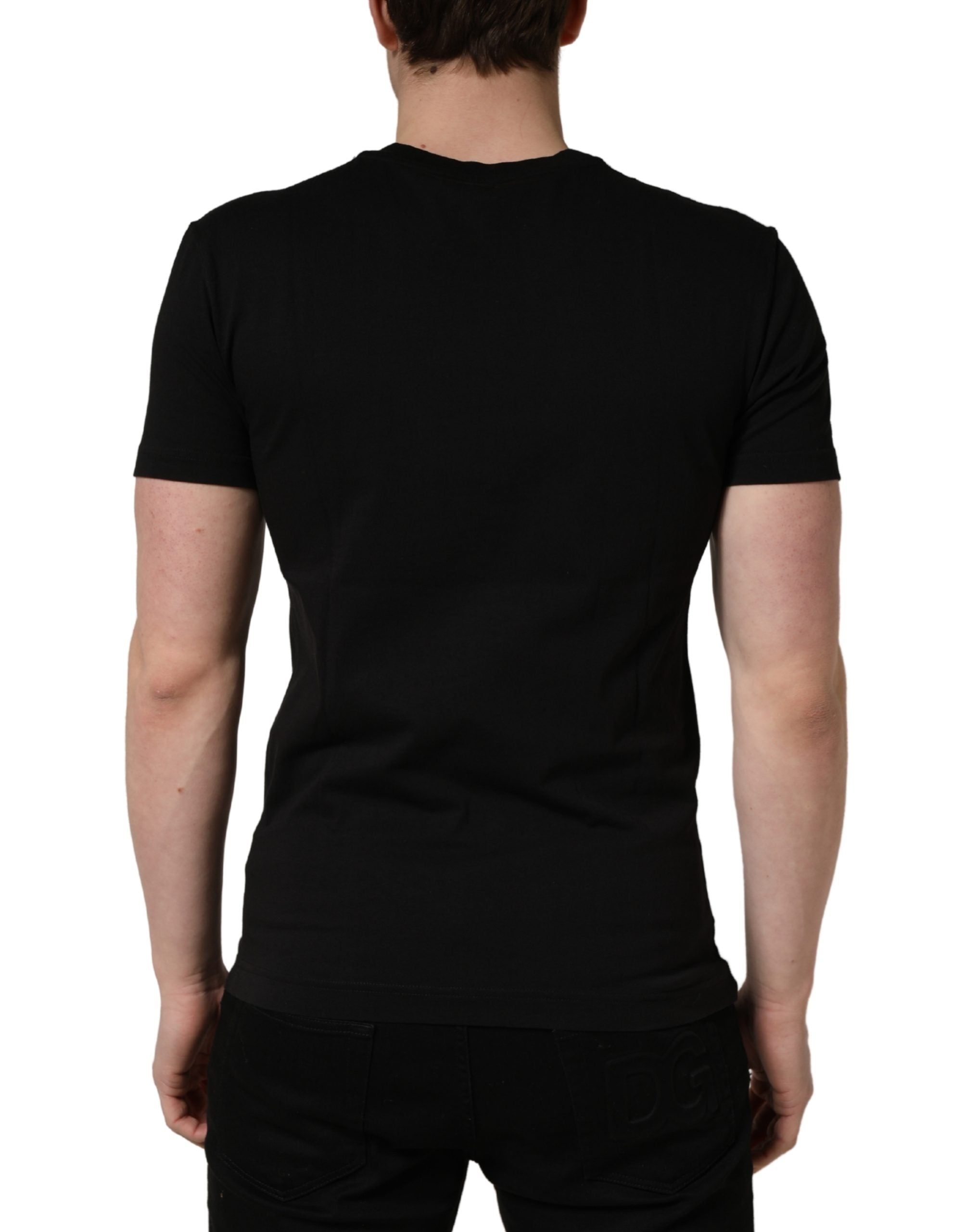 Dolce & Gabbana Black DG London Cotton Men Crew Neck  T-shirt