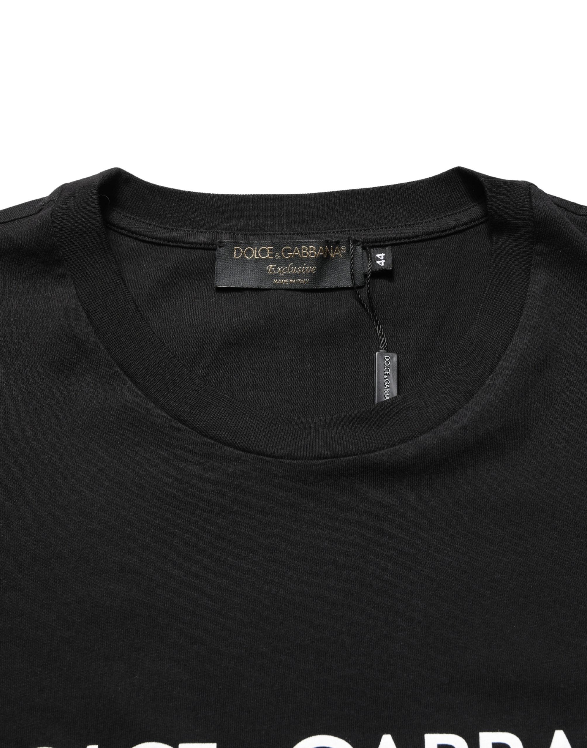Dolce & Gabbana Black DG London Cotton Men Crew Neck  T-shirt