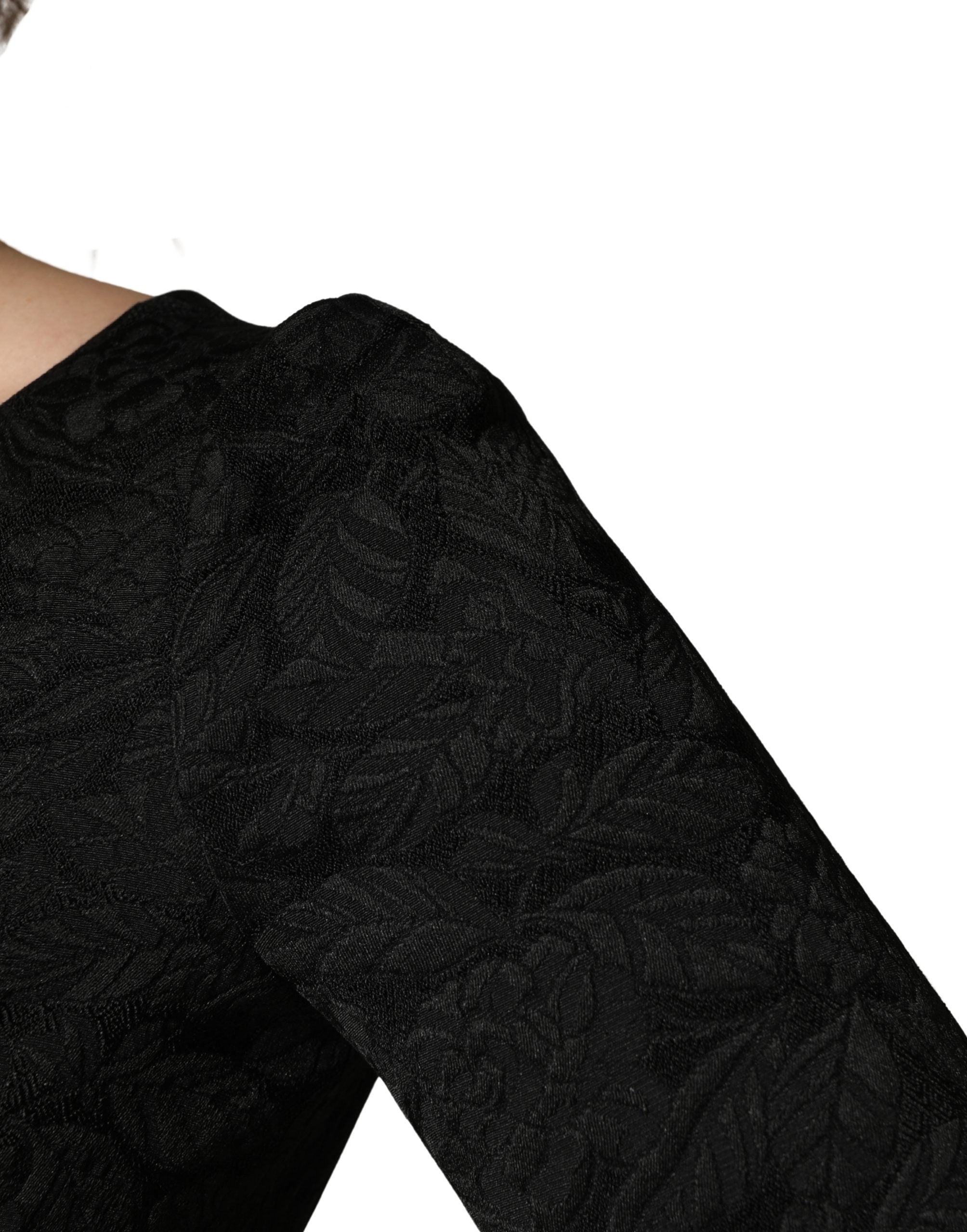 Dolce & Gabbana Black Floral Brocade Sheath Knee Length Dress