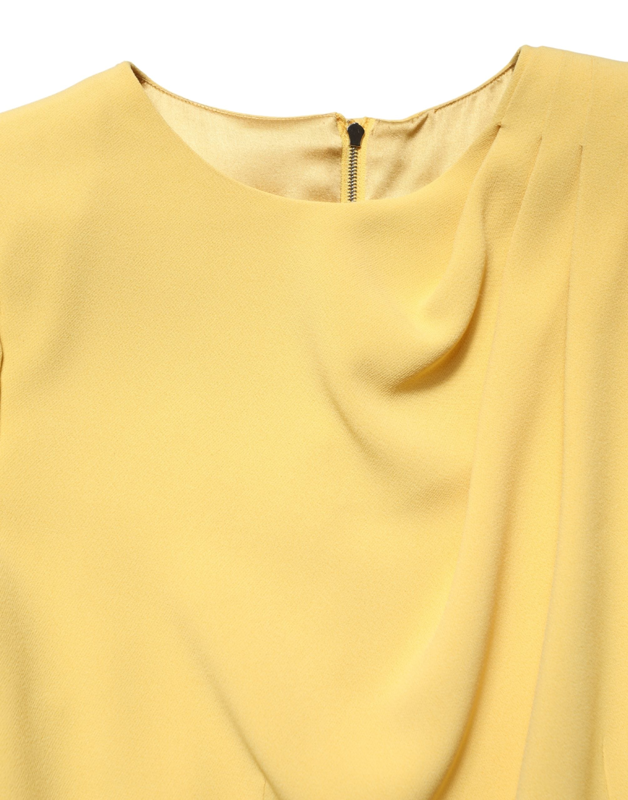 Dolce & Gabbana Yellow Silk Long Sleeves Sheath Midi Dress