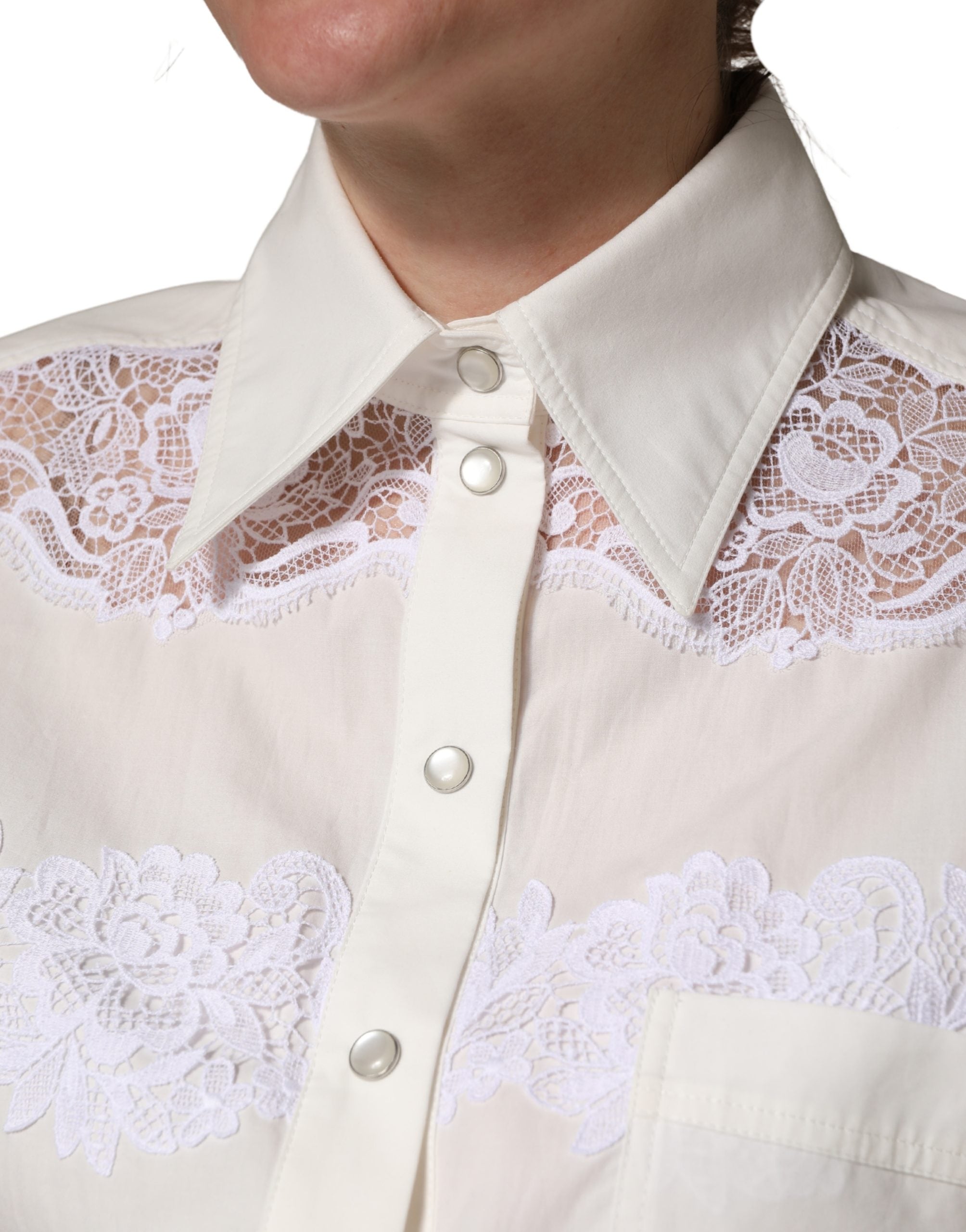 Dolce & Gabbana White Cotton Lace Trim Long Sleeves Jumpsuit