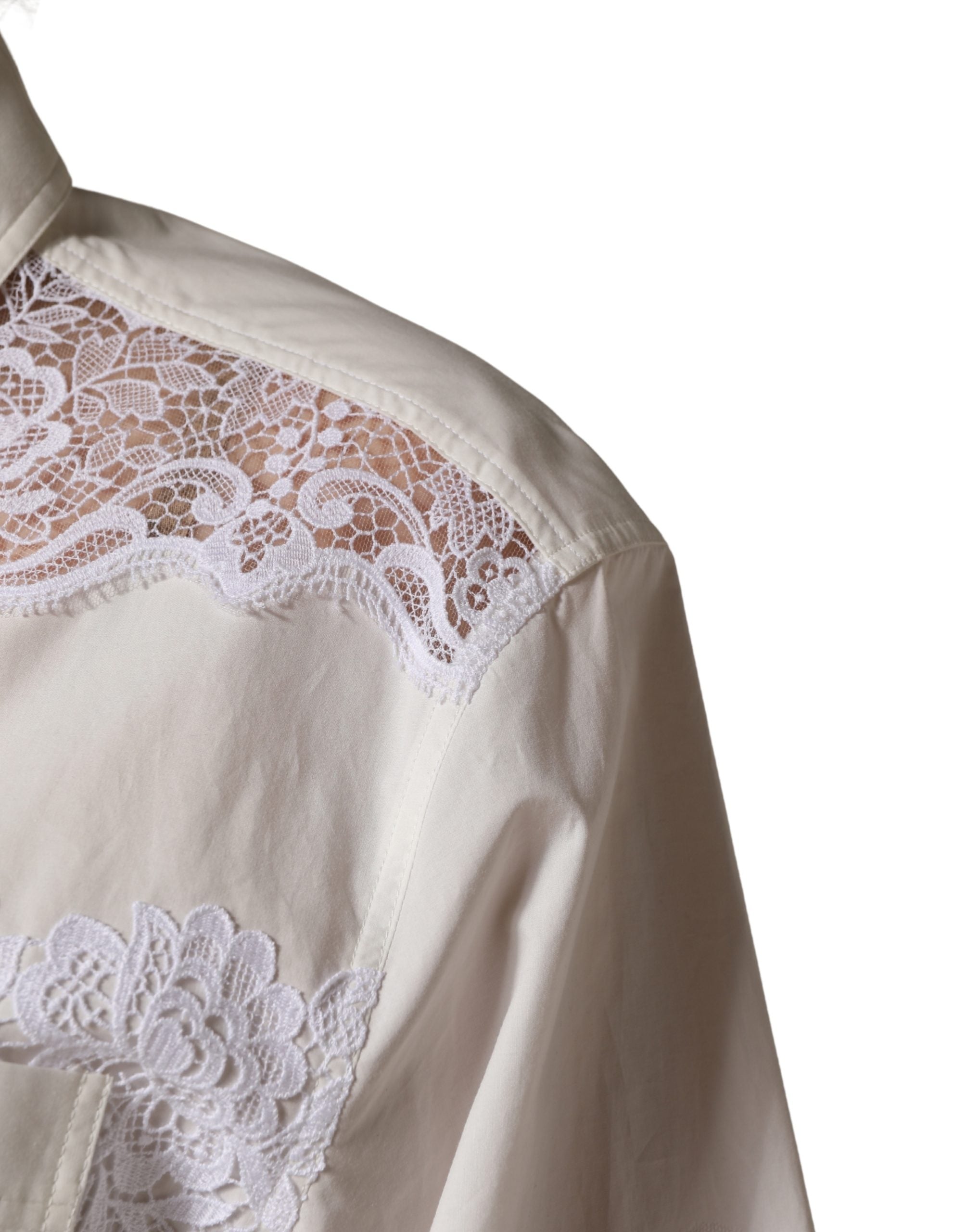 Dolce & Gabbana White Cotton Lace Trim Long Sleeves Jumpsuit