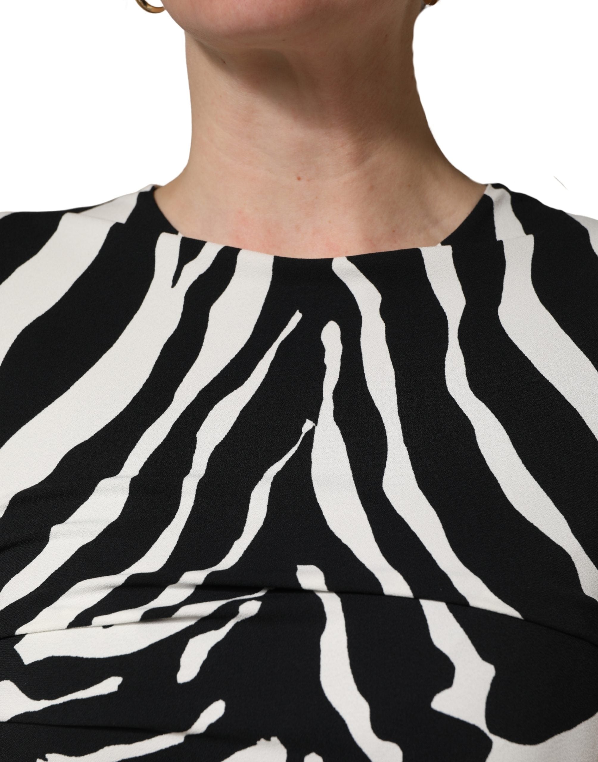 Dolce & Gabbana Black White Zebra Cady Calf Length Dress