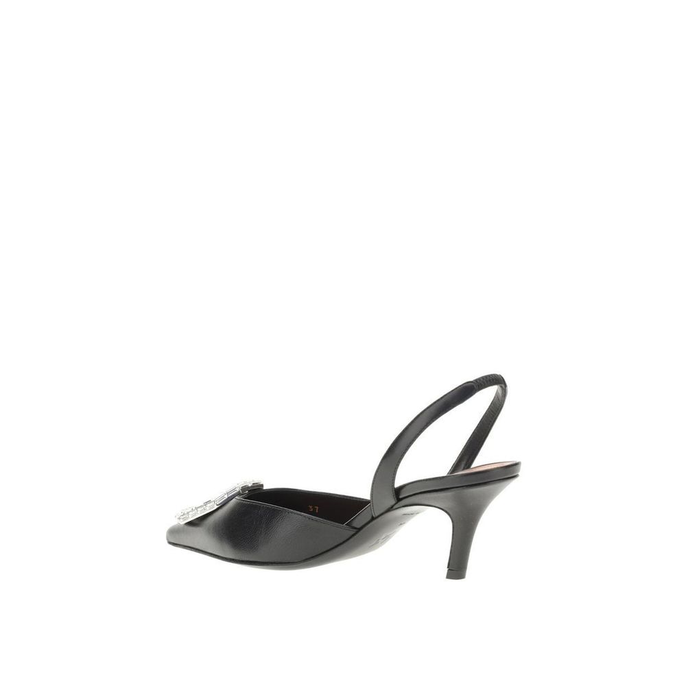 Amina Muaddi Black Calfskin Pumps