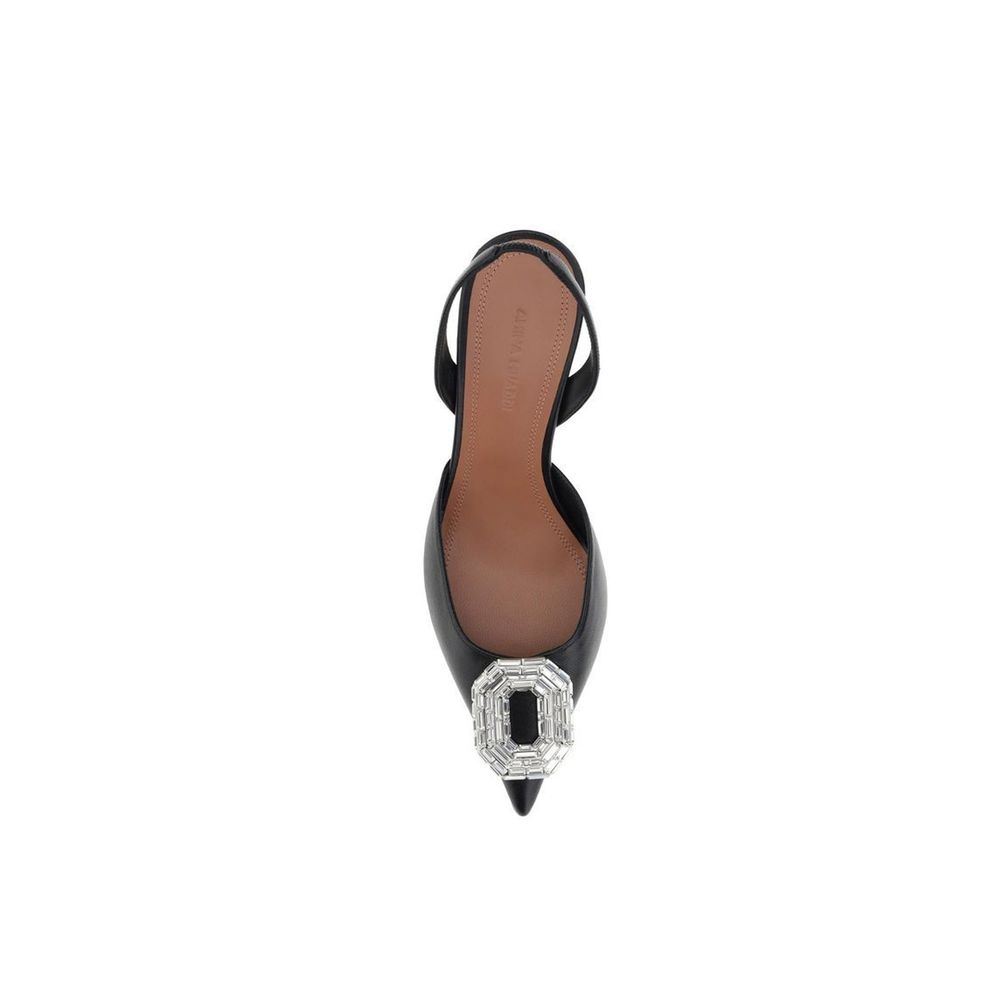 Amina Muaddi Black Calfskin Pumps