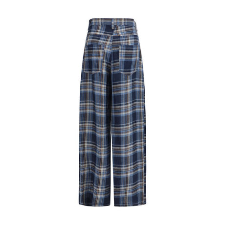 MARBELL Blue Linen Casual Pants