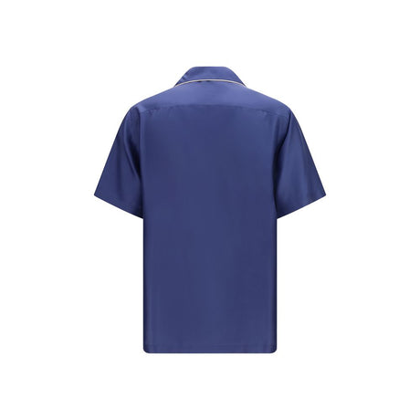 Dolce & Gabbana Blue Silk Shortsleeve Shirt