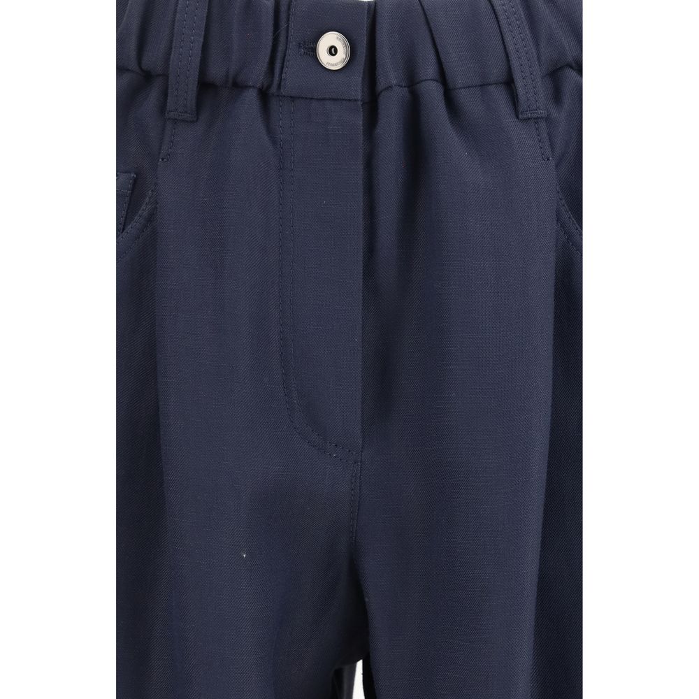 Brunello Cucinelli Blue Viscose Casual Pants