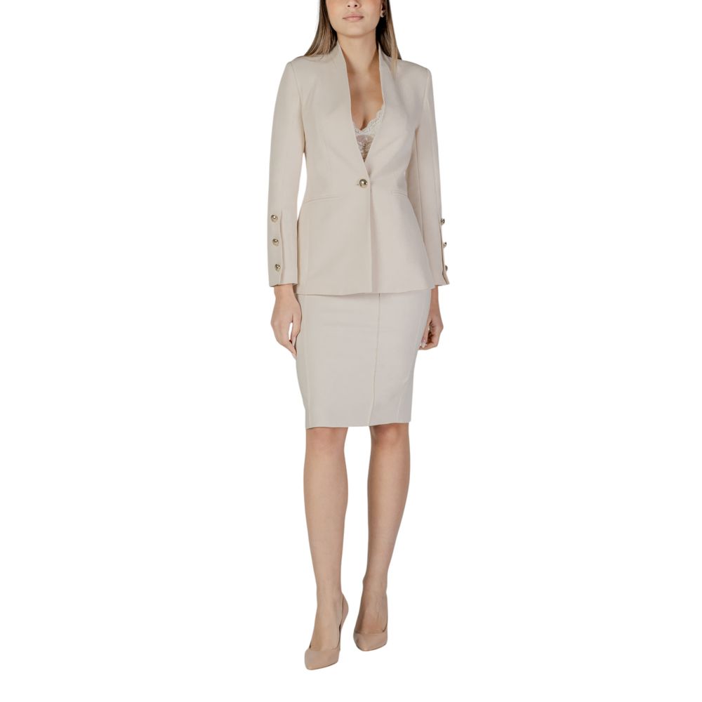 Rinascimento Beige Polyester Midi Skirt