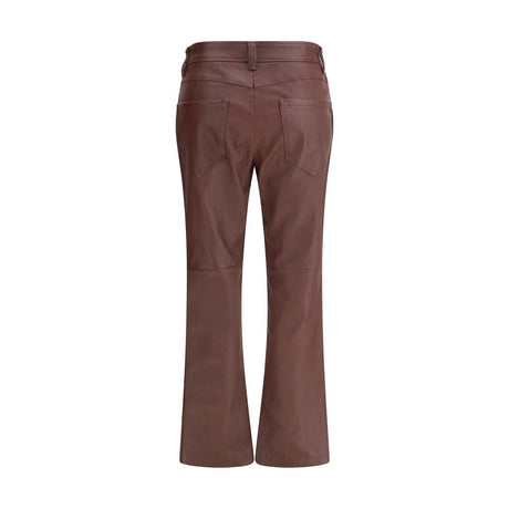 Brunello Cucinelli Bordeaux Leather Pants