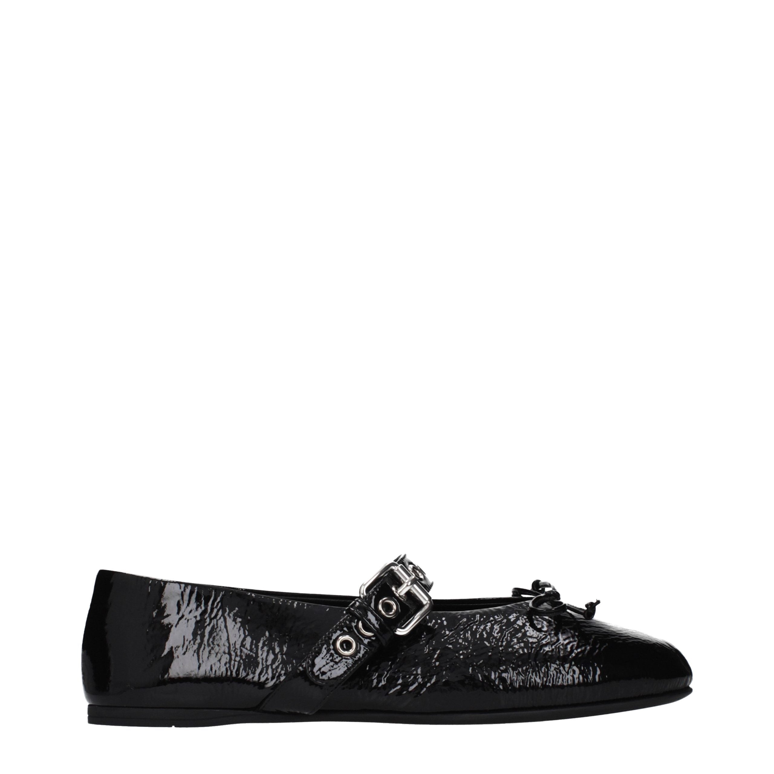 Miu Miu Black Leather Ballet Flats
