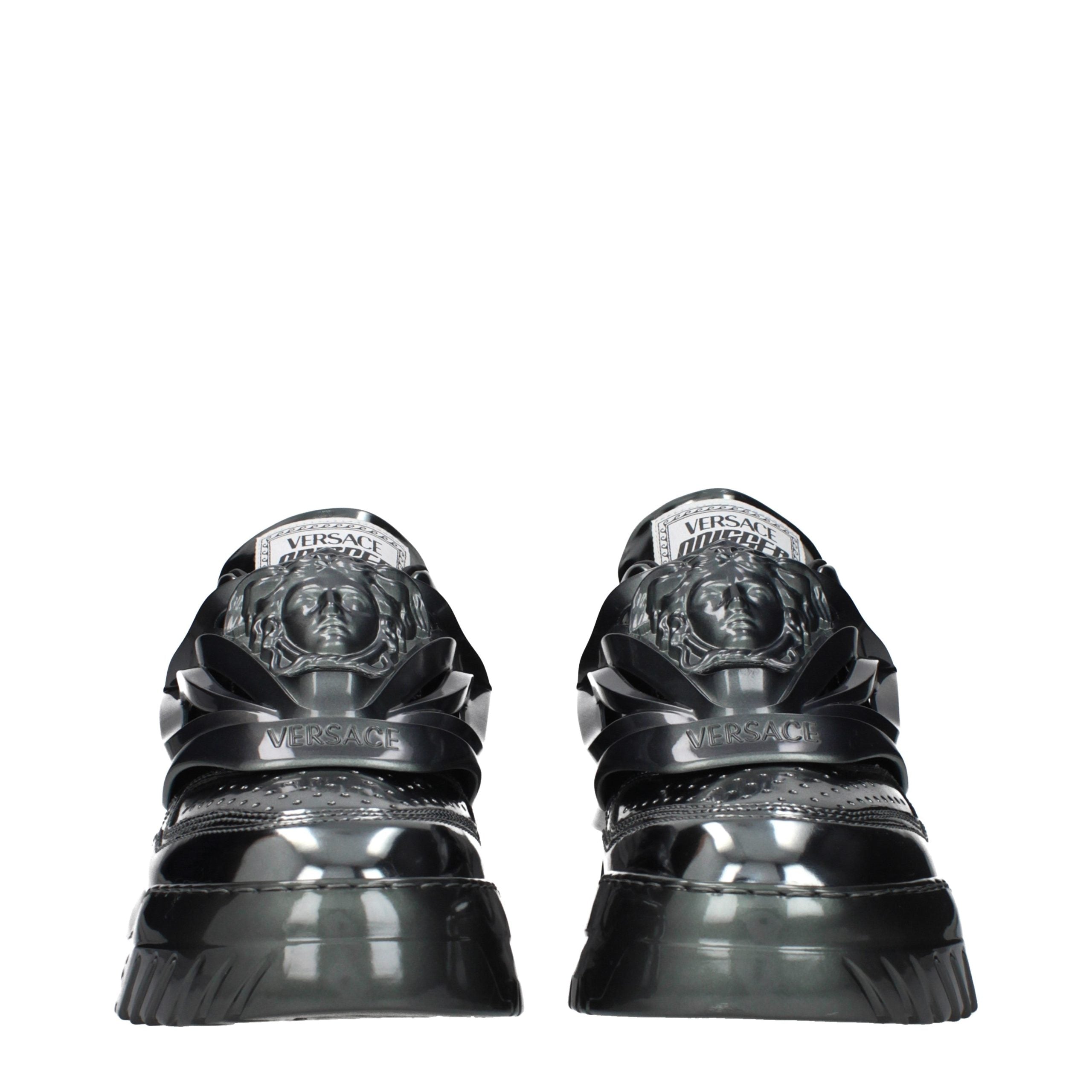 Versace Gray Leather Chunky Sneakers