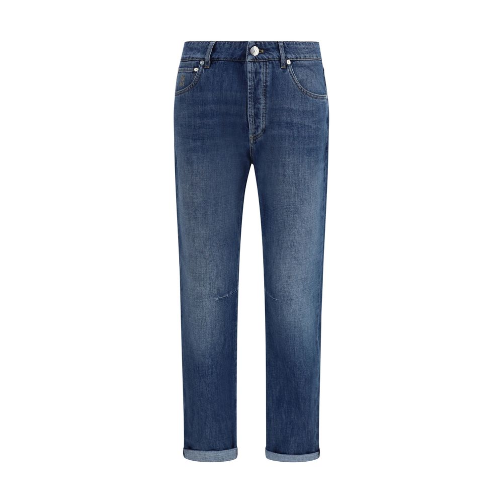 Brunello Cucinelli Blue Cotton Straight-Leg Jeans