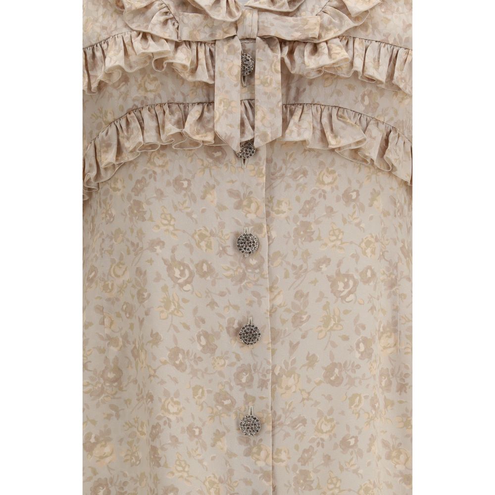 Alessandra Rich Beige Silk Casual Dress