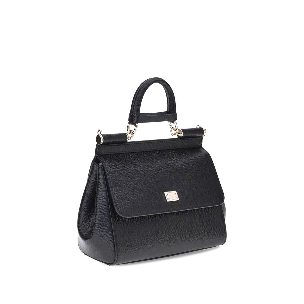 Dolce & Gabbana Black Calf Leather Bos Taurus Shoulder Bag