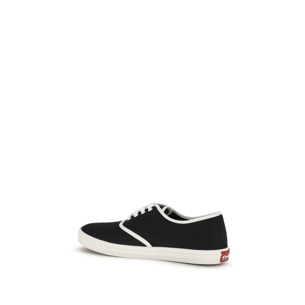 Prada Black Cotton Low Top Sneakers