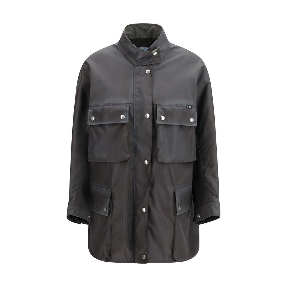 Prada Gray Recycled Polyamide Coat